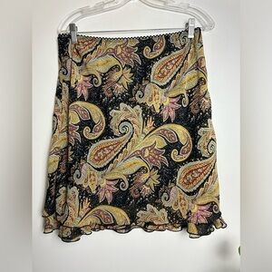 Skirtology Vintage Y2K 90s paisley Pull on Flare Layered mid  Skirt Size L roman